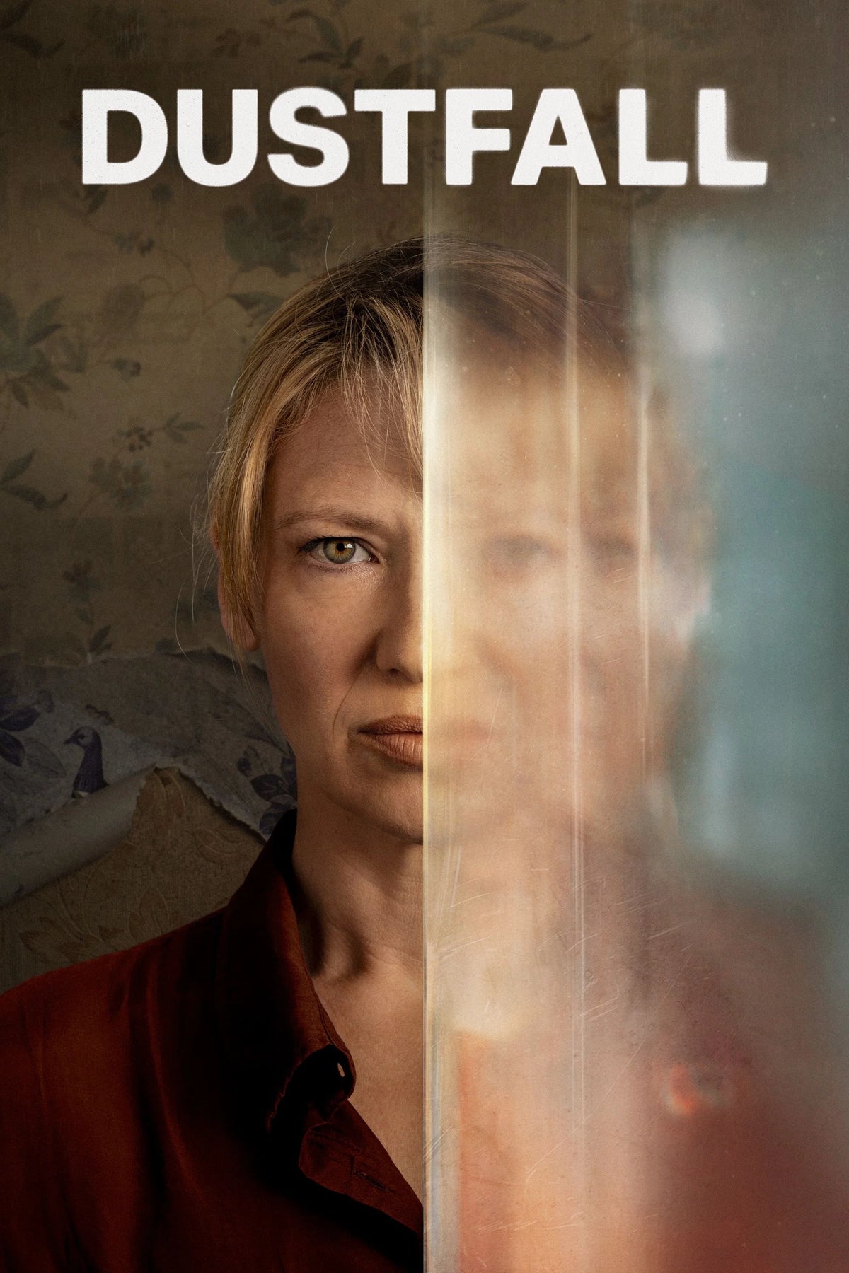 Dustfall (2026) poster featuring Anna Torv behind translucent glass.