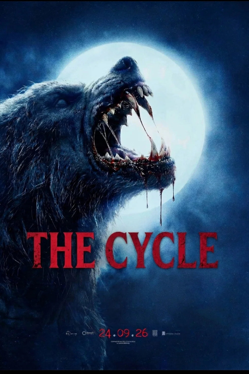 The Cycle movie poster with a snarling animal beneath a bright moon