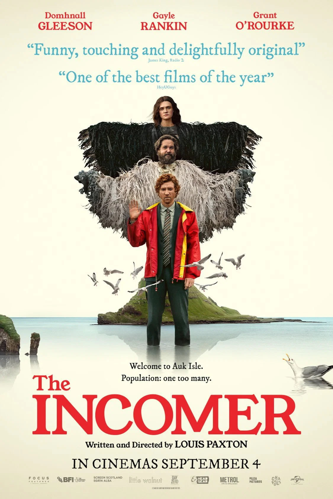 The Incomer poster with Domhnall Gleeson, Gayle Rankin and Grant O’Rourke