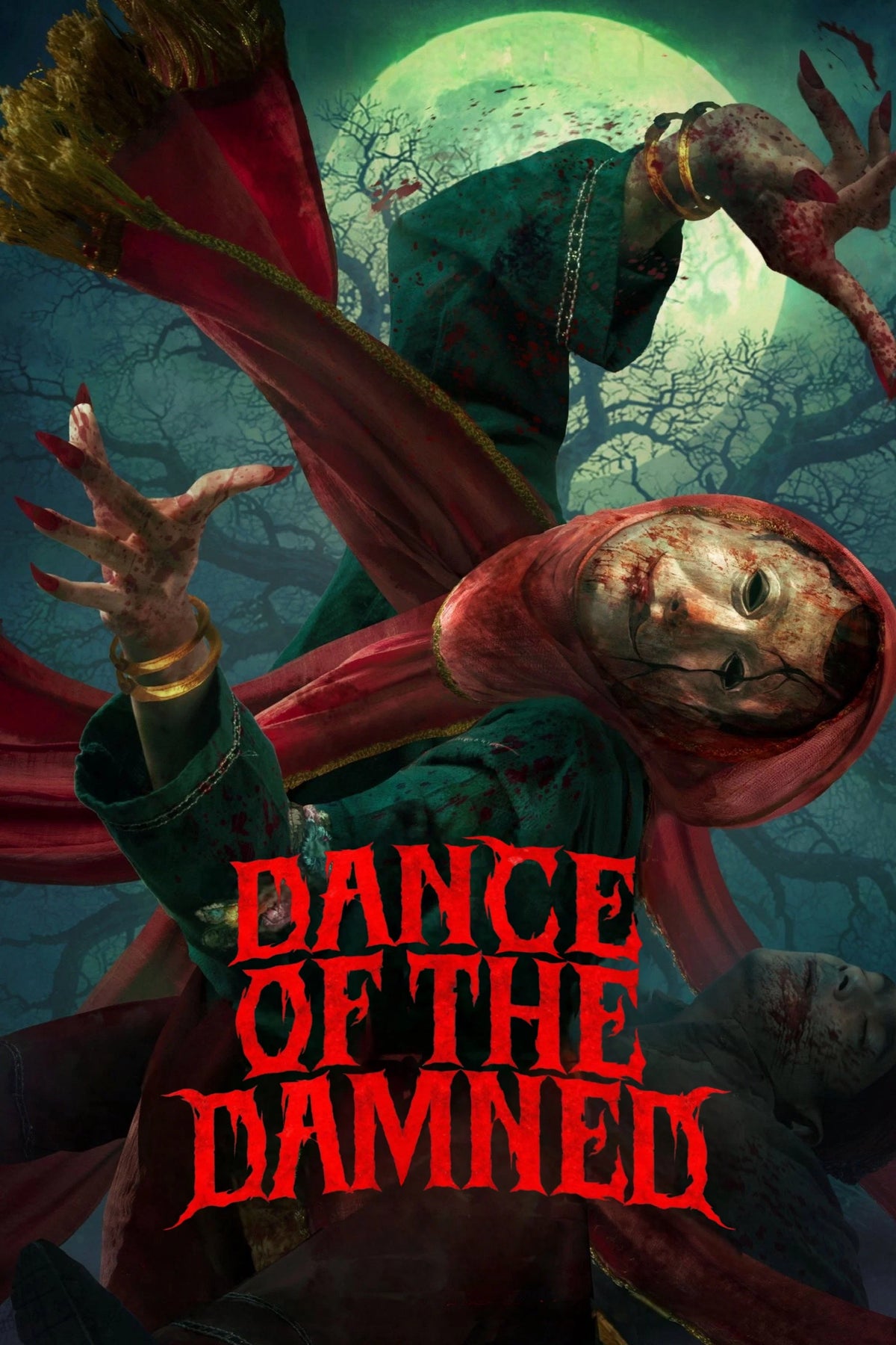 Dance of the Damned (2026) poster with a masked figure beneath a green moon