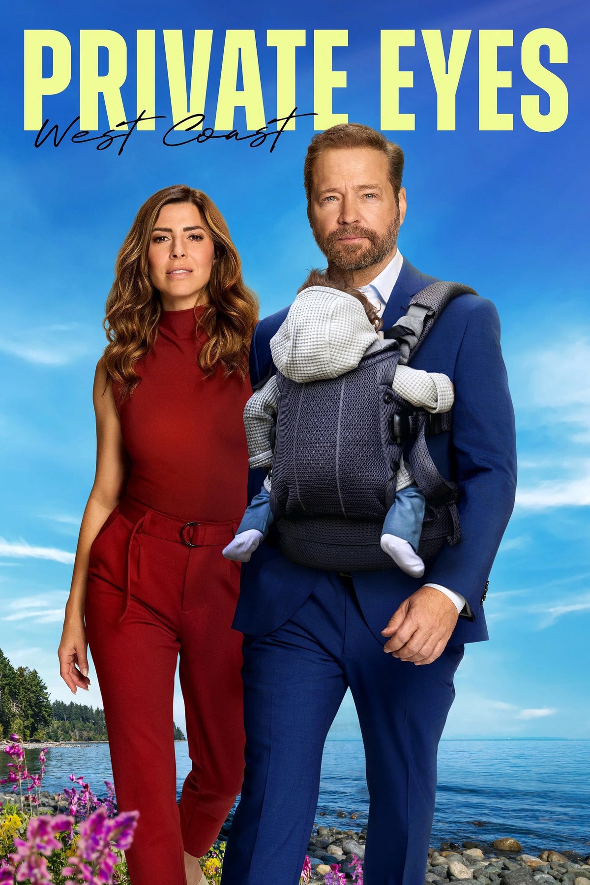Private Eyes West Coast (2026) poster with Angie Everett and Matt Shade beside the coast.