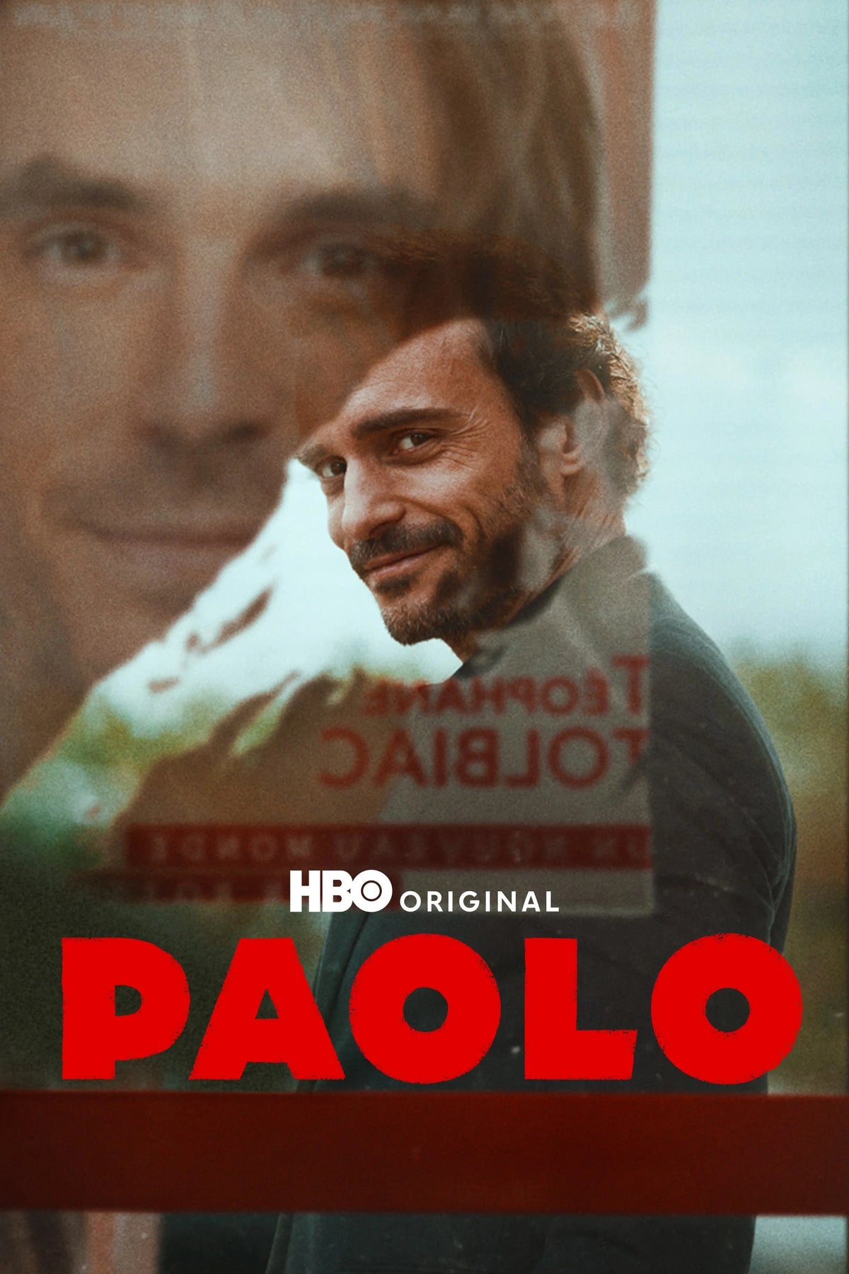 Paolo poster with layered portraits and a bold red title