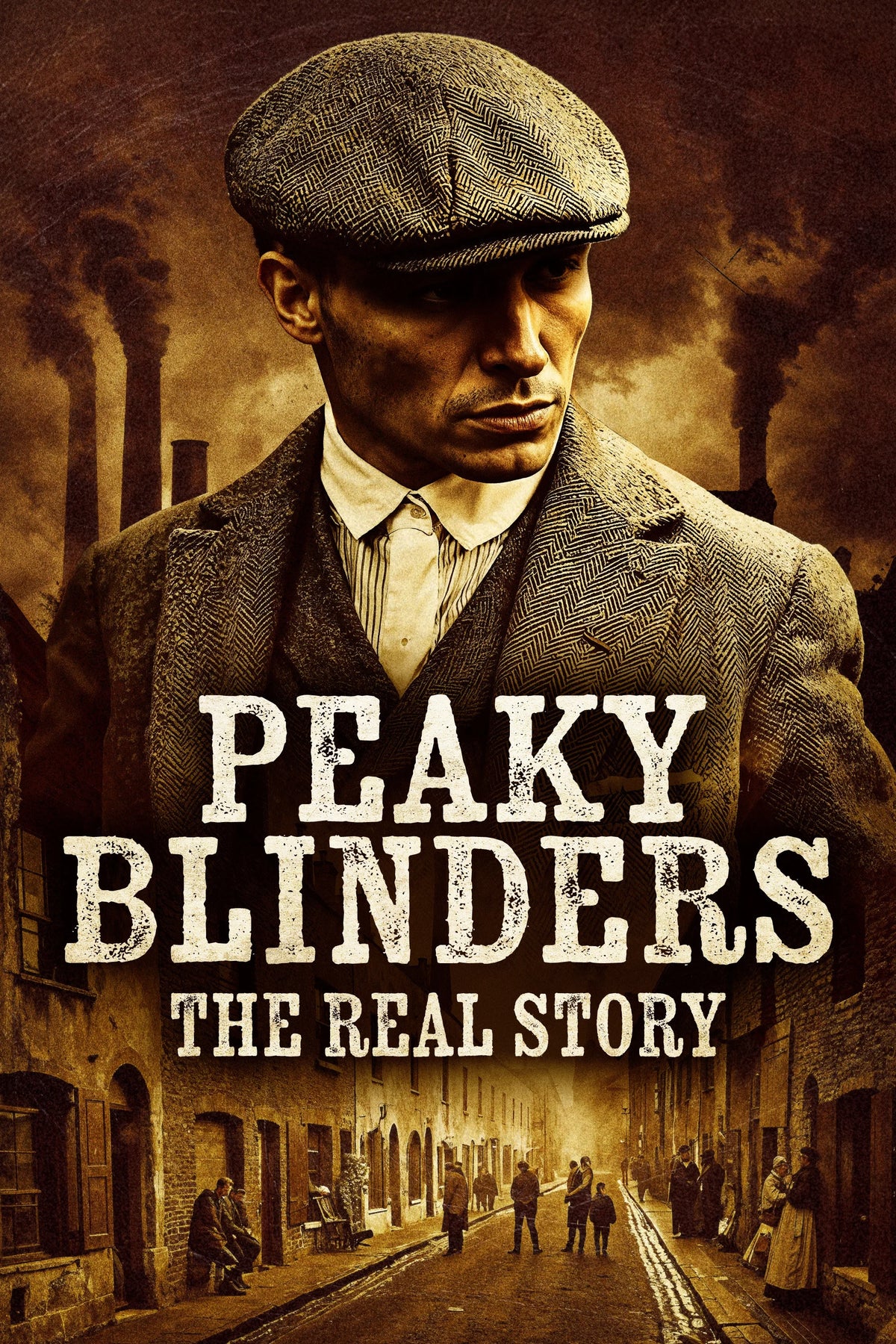 Peaky Blinders: The Real Story poster with a flat-capped man above Birmingham streets