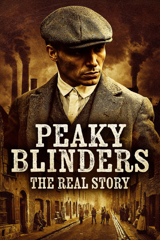 Peaky Blinders: The Real Story poster with a flat-capped man above Birmingham streets