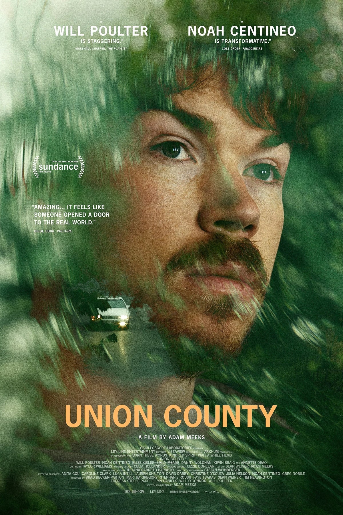 Union County poster featuring Will Poulter’s portrait in green tones