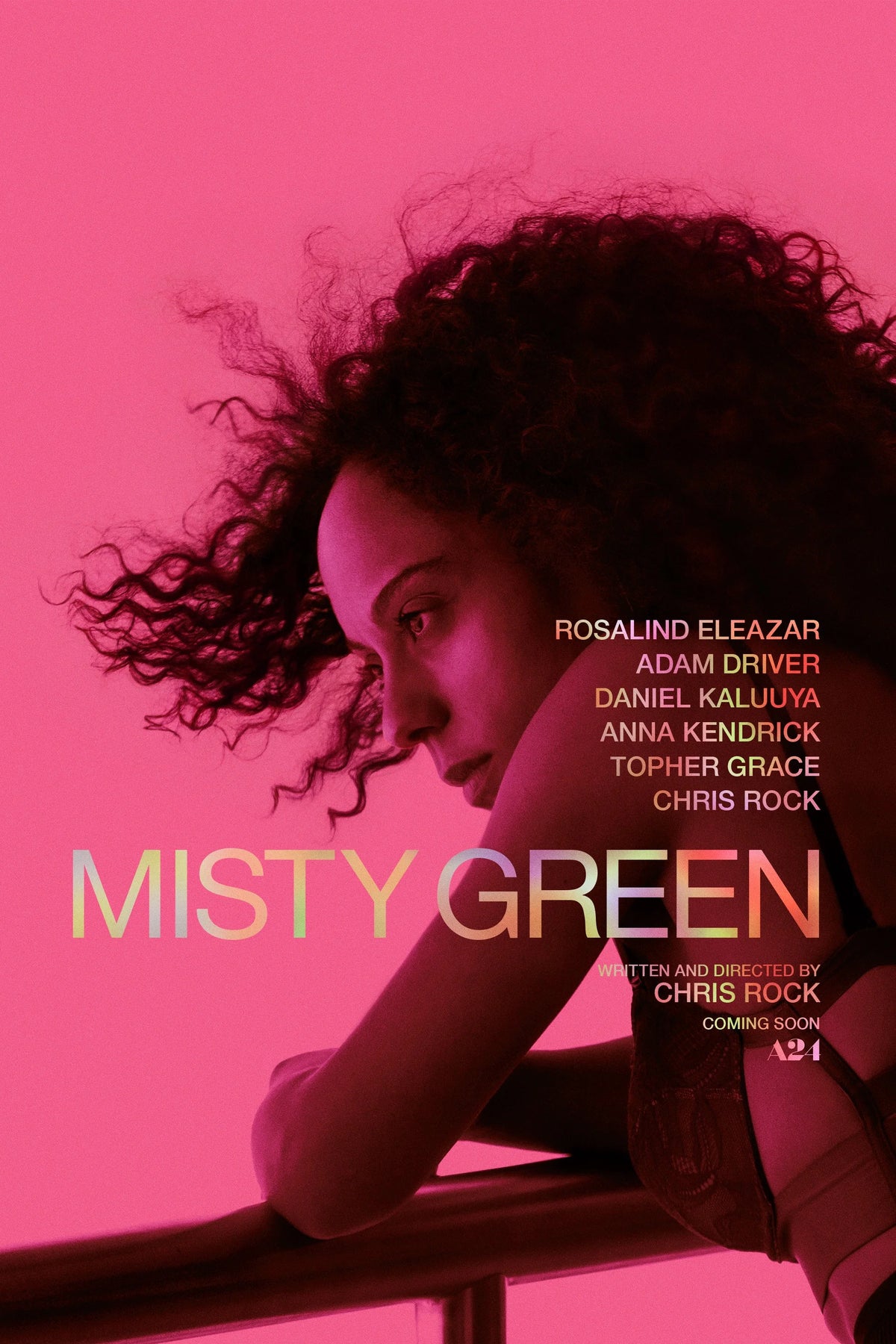 Pink Misty Green poster featuring Rosalind Eleazar and the ensemble cast names