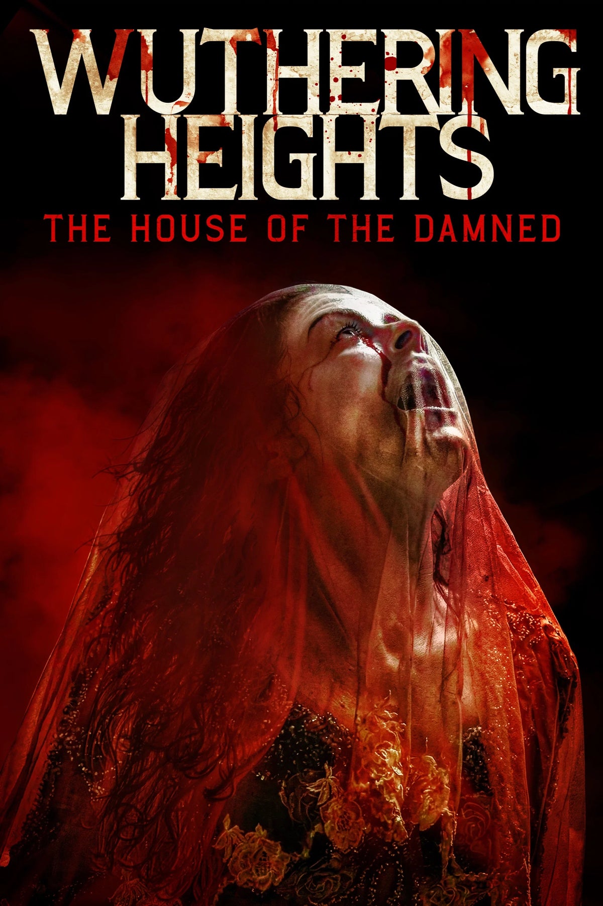 Wuthering Heights: The House of the Damned poster featuring a woman beneath a red veil