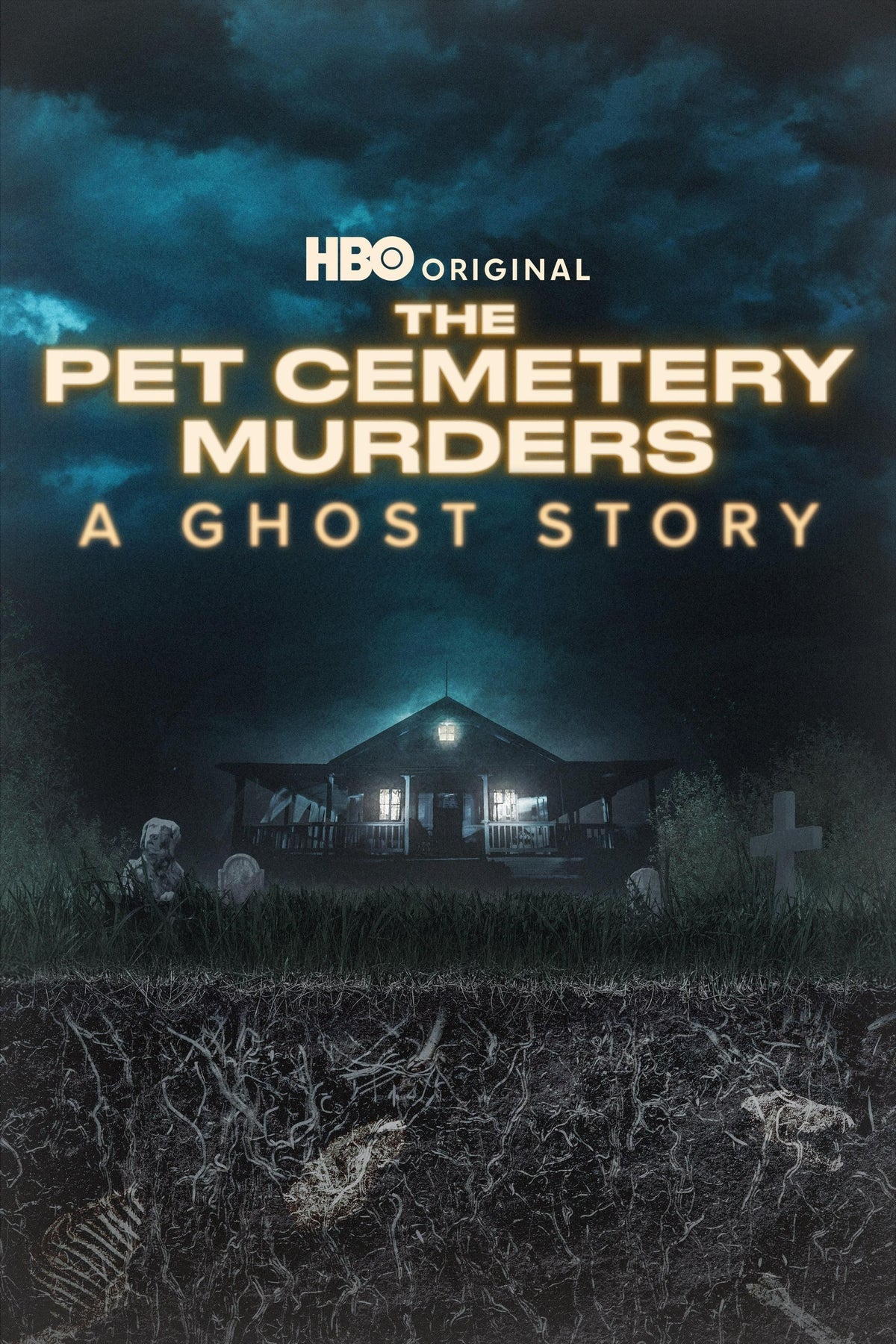 The Pet Cemetery Murders: A Ghost Story HBO Original poster with an isolated house and buried remains